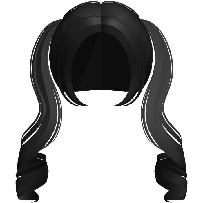 ♡ kawaii long black curly pigtails
