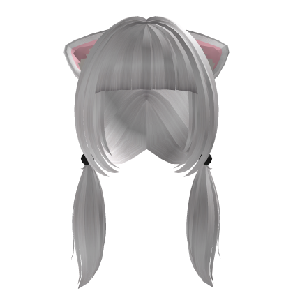 Icy White Kitty Twin Tails ♡ — Black Beads Roblox item