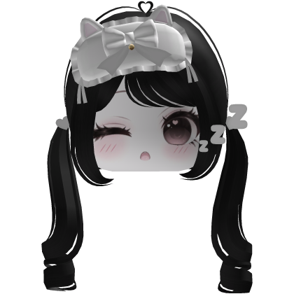 ♡ cute dreamy white sleep mask moe face (black)