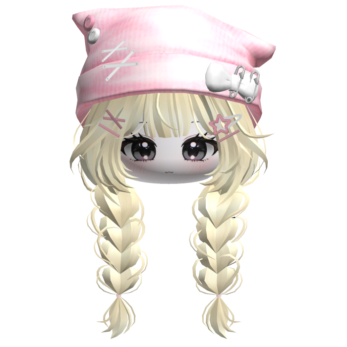 🍀Cute Girl Braided w/Cat Beanie(Yellow&Pink)