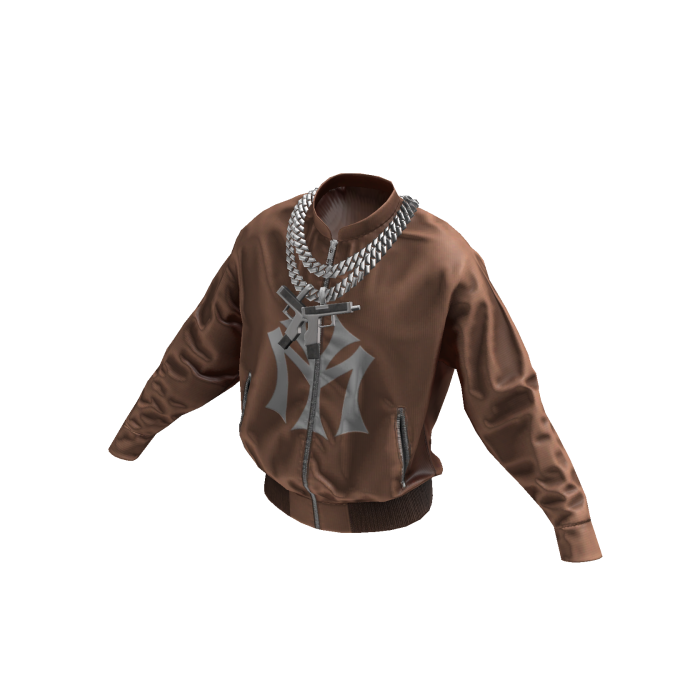 Brown NY Bomber Jacket w / Toy Chain