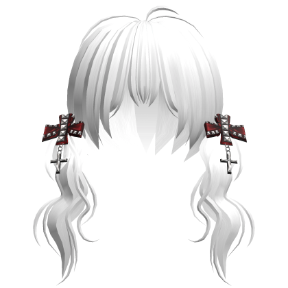White Vkei Girl Twin Tails w Red Studded Bows Roblox item