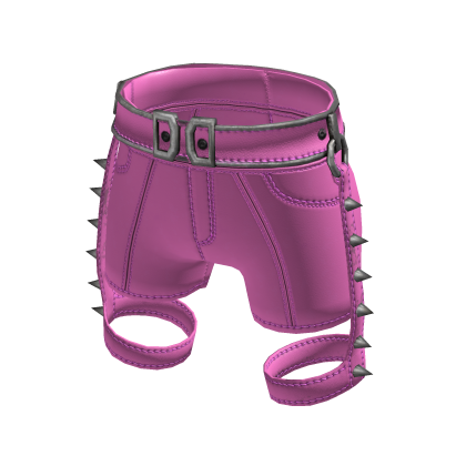 Pink Punk Spiked Leather Shorts[MetaMuse]