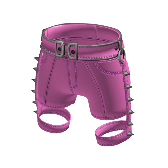 Pink Punk Spiked Leather Shorts[MetaMuse]