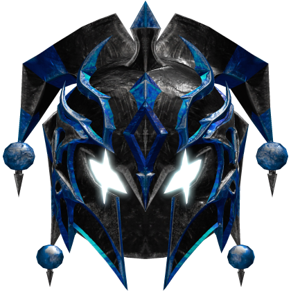 Blue Glowing Jester Knight Helmet