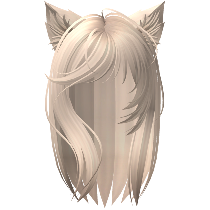 Messy Side Swept Bangs Cat Ears Hair in Beige Roblox item