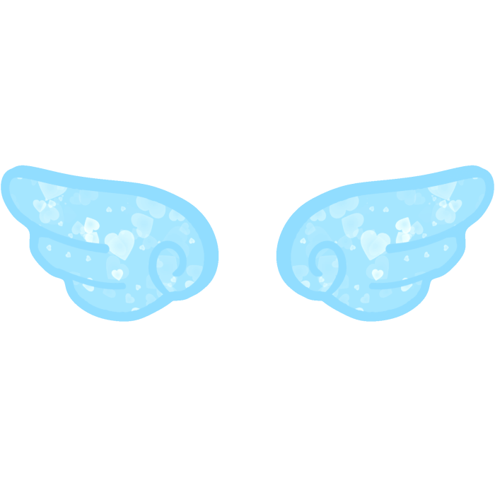 ♡ Cute Glowing Angel Chibi Wings in Blue Hearts