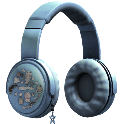 Cute Y2K Sticker Headphones (Blue)