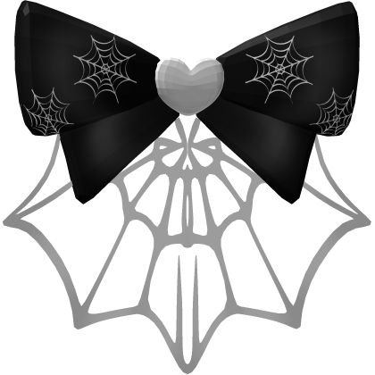 Spider Web White Heart Black Hair bow Roblox item