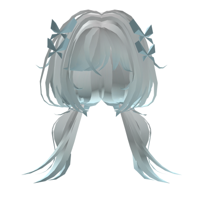 Low Twintails Hair w Butterfly Bow - (Blue White) Roblox item