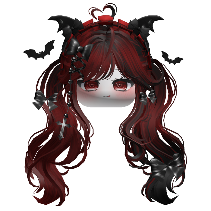 Goth Wavy Pigtails w/Headband (Red&Black)