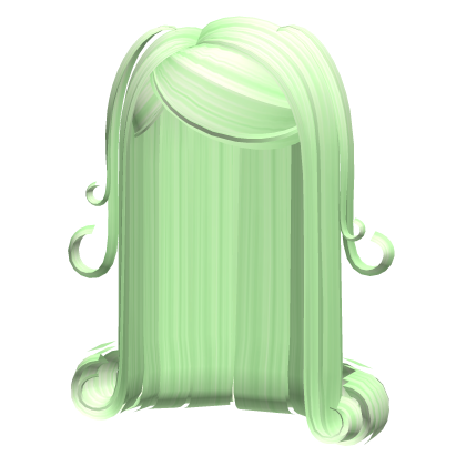-',ৎ Long Slick Curls with Pigtails in Green
