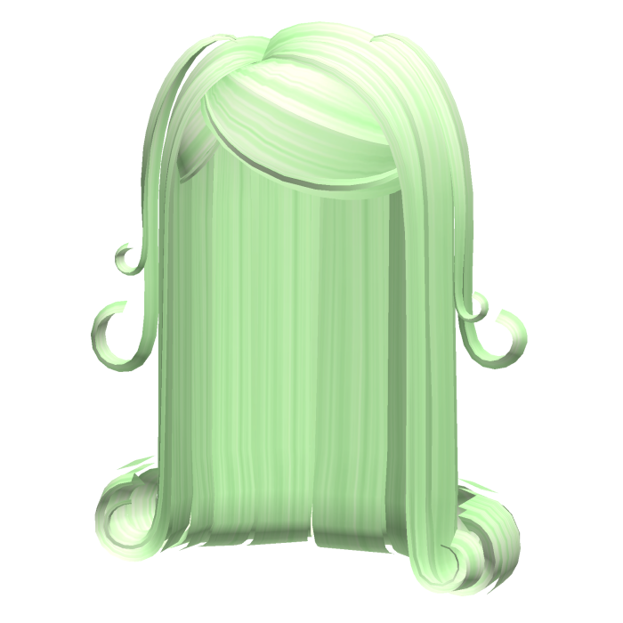 -',ৎ Long Slick Curls with Pigtails in Green
