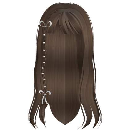 Brown Long Flowy Braided Hair w White Bows