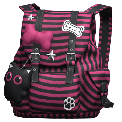Black&HotPink Cute Bone Y2k Backpack