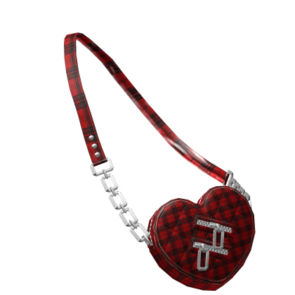 Cute Goth Leather Heart Bag - Red Punk Tartan Roblox item
