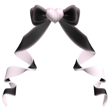 ♡ adorable twirly sweetheart back bow꒱black/pink