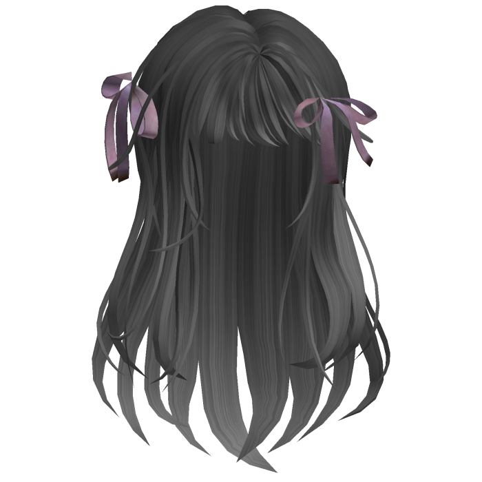 Long Layered Bow Hair - Grey