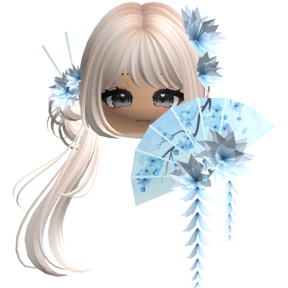 Side Ponytail w/ Cherry Blossoms & Fan