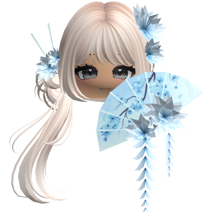 Side Ponytail w/ Cherry Blossoms & Fan
