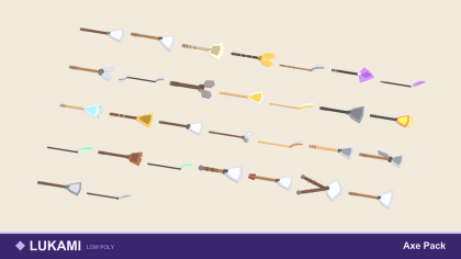 Low Poly Axe Pack x30 Scythe Fantasy Battle preview 1