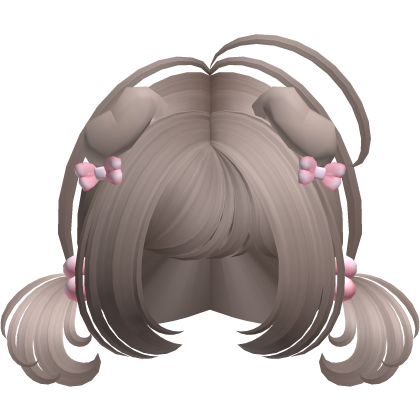 ♡ Cute light brown short pigtails w/ puppy ears