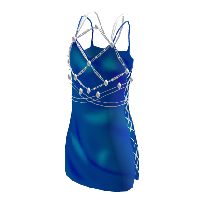 Blue Fancy Satin Dress [_rover_]
