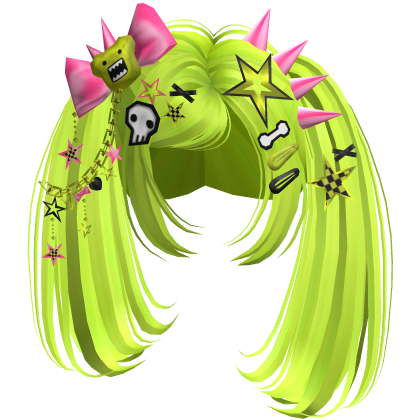 ♡ Scene Spiky Moe Pigtails (Neon Green)