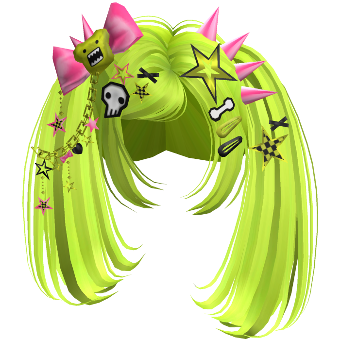 ♡ Scene Spiky Moe Pigtails (Neon Green)