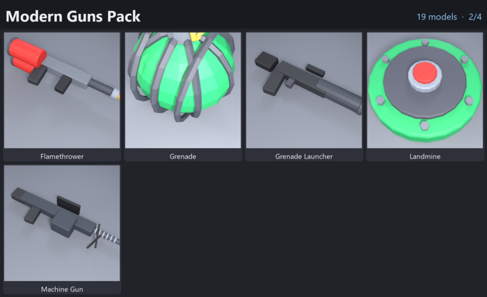 Low Poly Guns Pack FPS Pistol Rifle Shotgun x19 preview 2