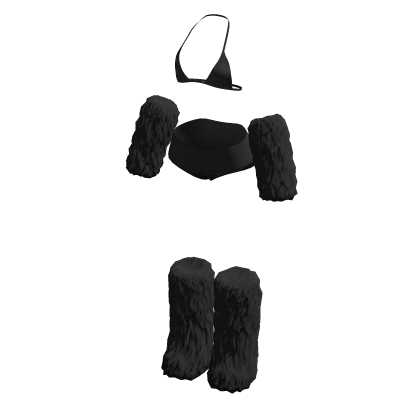 Y2K Slavic Winter Bikini Fur Set | Black