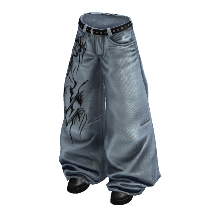 Light Blue Y2K Tribal Baggy Jeans