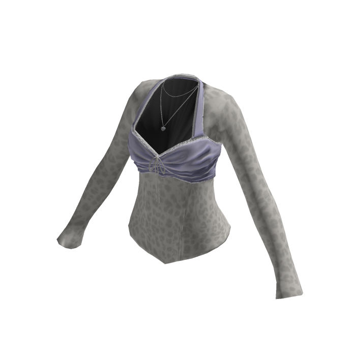 Y2K Leopard Twist Top w/ Necklace (Purple)