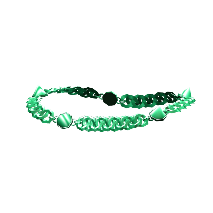 -',ৎ Spiked Metal Green Chain Necklace (1.0)