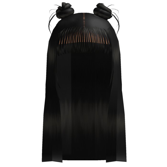 🍭Black⭐️ Long Double Bun w/ Bangs🎀