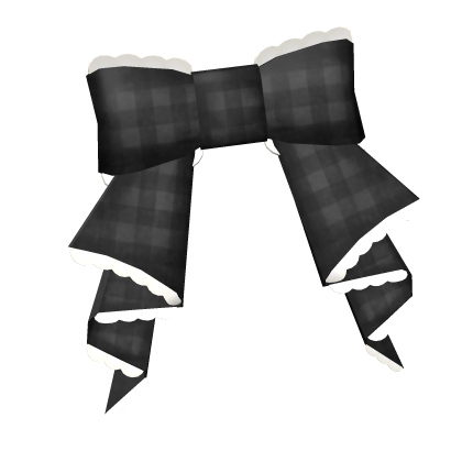 🤍 dolly cottage plaid hair bow (face) black Roblox item