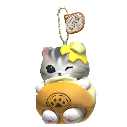 Cute Cat Pancake Plush Keychain