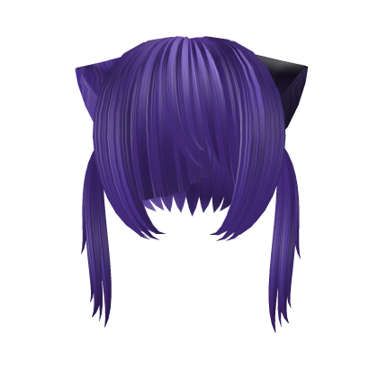 🖤꒱ purple w/black spot kitty pigtails w/razor cut