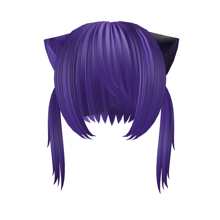 🖤꒱ purple w/black spot kitty pigtails w/razor cut
