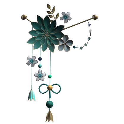 Teal & Gold Lotus Japanese Flower Hairclip