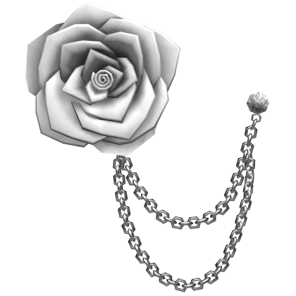 White Rose Vintage Lapel Pin With Silver Chains thumbnail