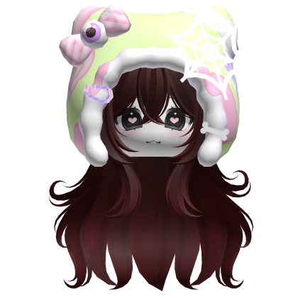 Kawaii Anime Hair w/ Pastel Goth Hood  (Red)
