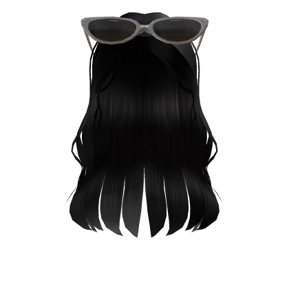 BB Cute Wavy Tucked Long Hair w/ Shades Black Roblox item