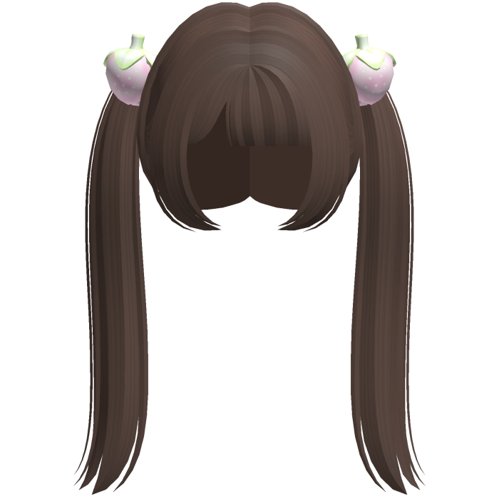 ୨୧ : cutecore brown long strawberry pigtails
