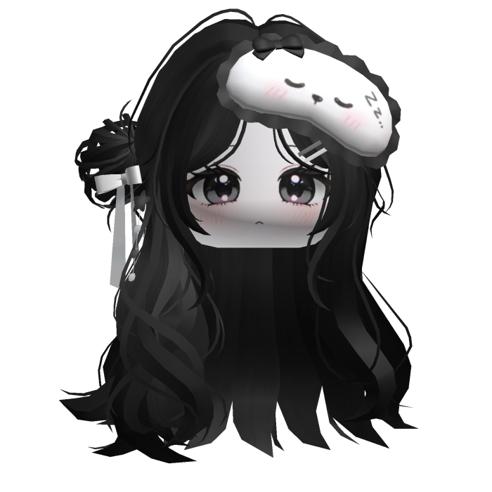 🍀Half Bun w Sleep Mask(Black&White)