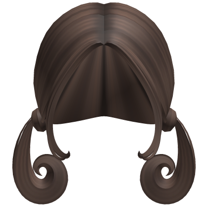 -',ৎ Low Short Curly Pigtails in Brown