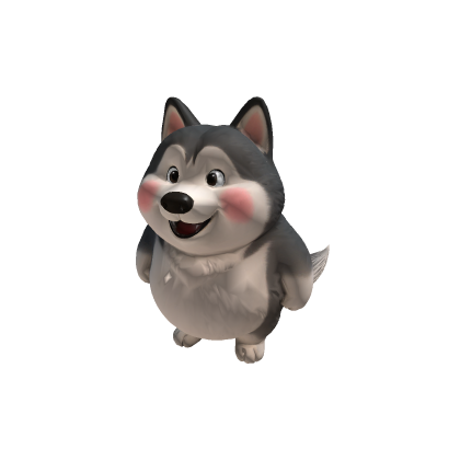 Chubby Husky Dog Character