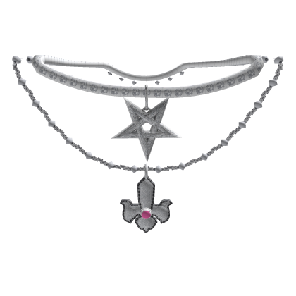 Iced Pentagram & Pink Gem Cross Stack
