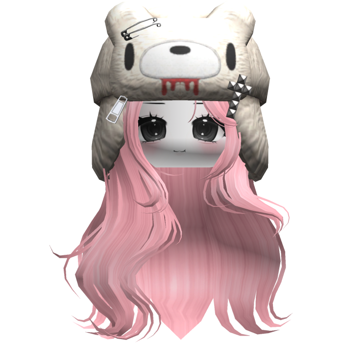 Fuzzy Bear Ushanka Flowy Long Hair (Pink)