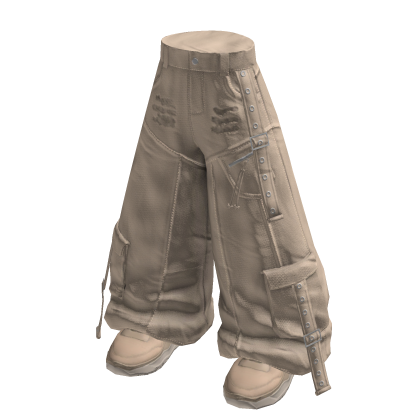 Strap Cargo Baggy Pants (cream)